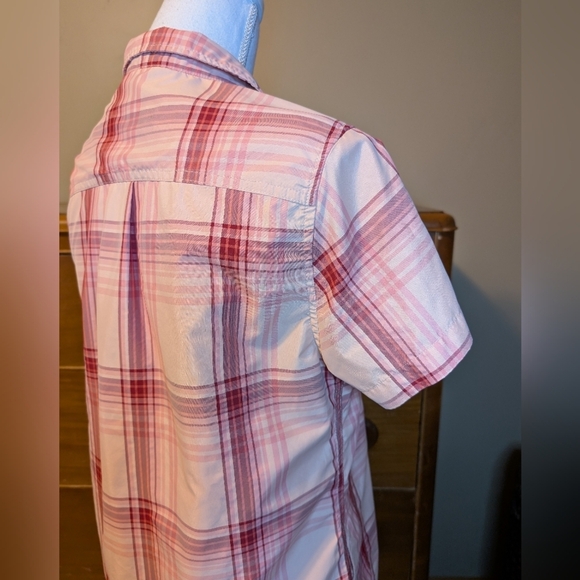 Eddie Bauer Pink Plaid Button-Up Short Sleeve Outdoor Shirt - Picture 7 of 13